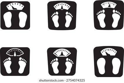 Conjunto de iconos vectoriales de escala de peso de baño para la medición del cuerpo ilustración de dispositivo de aptitud para la salud eps.