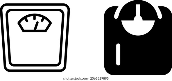 "Bathroom Weight Scale Vector Line Icon Set – Health and Fitness Symbols"