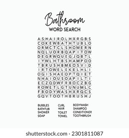 Bathroom word search vector, word search, svg files for cricut, funny bathroom sign, Bathroom decor svg