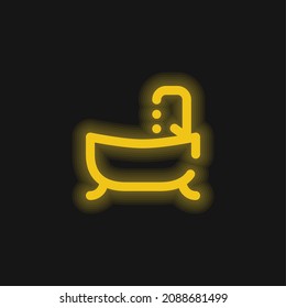 Bathroom yellow glowing neon icon