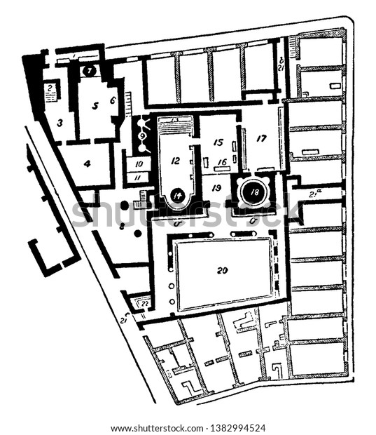 Baths Pompeii Ground Plan Baths Towncity Stock Vektorgrafik