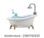 Bathtub 3d render concept of Furniture and hotel shower bathroom interior vector illustration