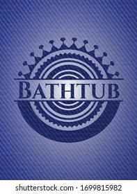 Bañera con fondo denim. Ilustración vectorial. Detallado.
