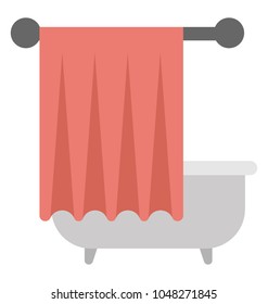 
Bathtub with bath towel in modern bathroom, bathroom interiors 
