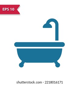 Bathtub, bath tub, bathroom vector icon. Professional pixel-aligned icon in glyph style.