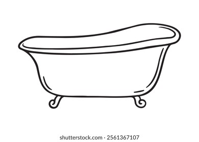 Bathtub or bathroom doodle hand drawn icon. Outline drawing bathtub or bathroom line clipart symbol. Vector illustration