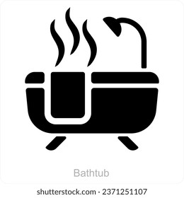 Bathtub and bathroom icon concept