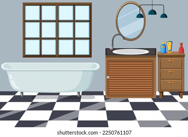 Bathtub in the bathroom illustration