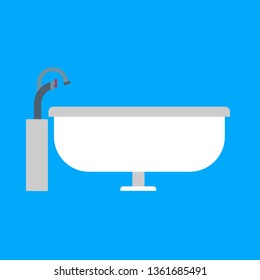 Bathtub bathroom vector icon side view design. Water hygiene cartoon interior shower relax. Ceramic laundered furniture