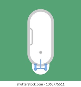 Bathtub bathroom vector icon top view design. Water hygiene cartoon interior shower relax. Ceramic laundered furniture white