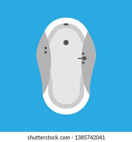 Bathtub bathroom vector icon top view design. Water hygiene cartoon interior shower relax. Ceramic laundered furniture