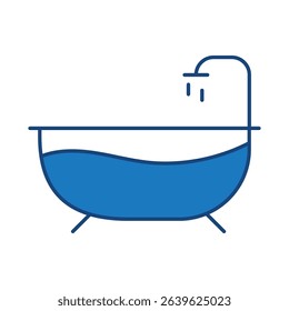 Bathtub Blue Line Editable Stroke Icon. Real Estate, Building, House, Home, Property Vector Illustration