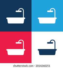 Bathtub blue and red four color minimal icon set