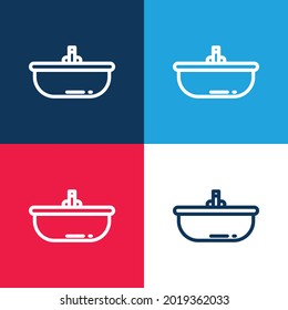 Bathtub blue and red four color minimal icon set