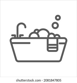 Bathtub Bubble Bathroom Simple Line Icon