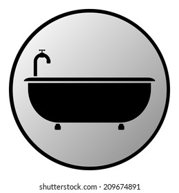 Bathtub button on white background. Vector illustration.