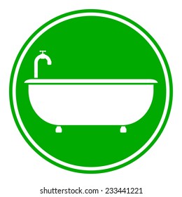 Bathtub button on white background. Vector illustration.