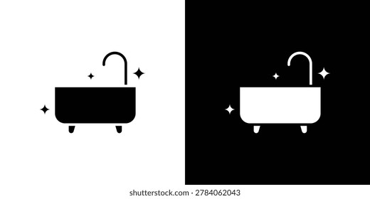 Bathtub cleaning icon black flat filled versions
