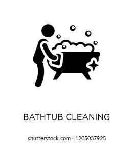 Bathtub cleaning icon. Bathtub cleaning symbol design from Cleaning collection. Simple element vector illustration on white background.