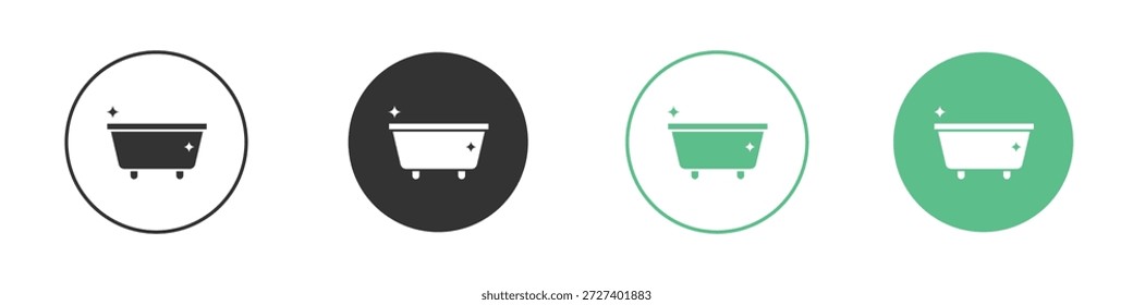 Bathtub cleaning icons concept set. Glyph Vector Illustrations