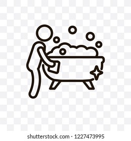 Bathtub cleaning vector linear icon isolated on transparent background, Bathtub cleaning transparency concept can be used for web and mobile