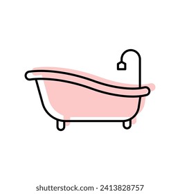 Bathtub color shadow line icon outline icon, pixel perfect