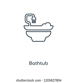 Bathtub concept line icon. Linear Bathtub concept outline symbol design. This simple element illustration can be used for web and mobile UI/UX.