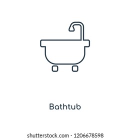 bathtub concept line icon. Linear bathtub concept outline symbol design. This simple element illustration can be used for web and mobile UI/UX.