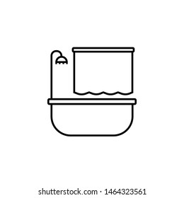  bathtub with curtain contour icon vector