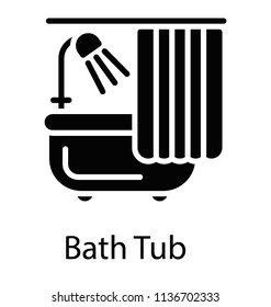 Bathtub design icon for shower, bathing and spa