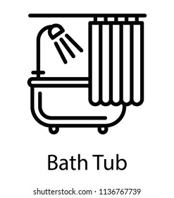 Bathtub design icon for shower, bathing and spa