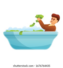 Bathtub of dollars icon. Cartoon of bathtub of dollars vector icon for web design isolated on white background