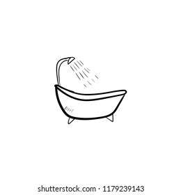 bathtub doodle icon vector 