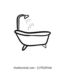 bathtub doodle icon vector 