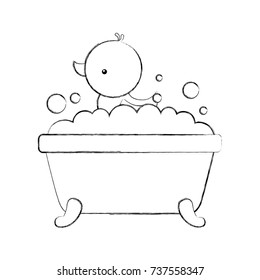bathtub and duck clean hygiene interior ceramic icon