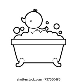 bathtub and duck clean hygiene interior ceramic icon
