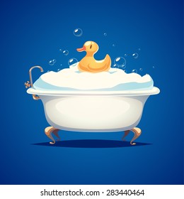 Bathtub and a duck. Isolated object \ background.