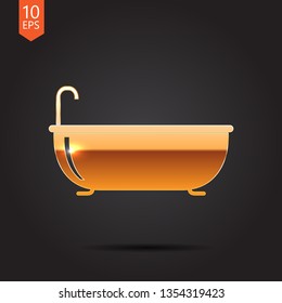 Bathtub with faucet illustration. Bathroom vector icon