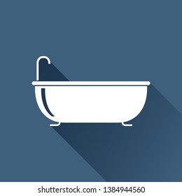 Bathtub with faucet illustration. Bathroom vector icon
