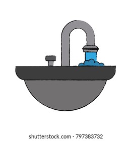 Bathtub with faucet open