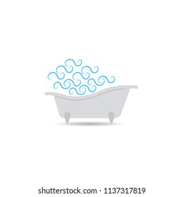 Bathtub is filled with foam icon. Bathtub vector isolated on a light background. Element for your design.