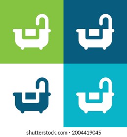 Bañera Plano de cuatro colores mínimo conjunto de iconos