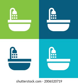Bañera Plano de cuatro colores mínimo conjunto de iconos