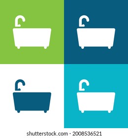 Bathtub Flat four color minimal icon set