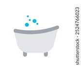 Bathtub flat icon vector design illustration, bathtub symbol, isolated on white background, editable vector. 