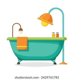 Bathtub flat vector illustration on white background