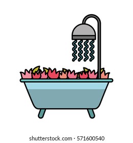 bathtub with flowers isolated icon vector illustration design