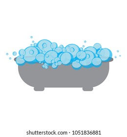 Bathtub with foam bubbles. Vector illustration. Flat design.