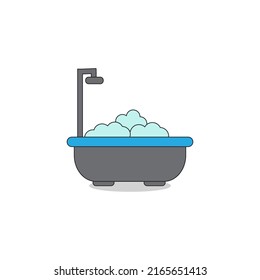 Bathtub with foam illustration Free Vector