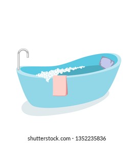 Bathtub with foam. Vector illustration